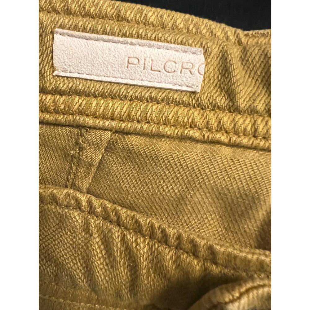Pilcro Low-Rise Wide Leg Column Pants 27 mustard yellow Boho chic 70's Preppy - Picture 5 of 10